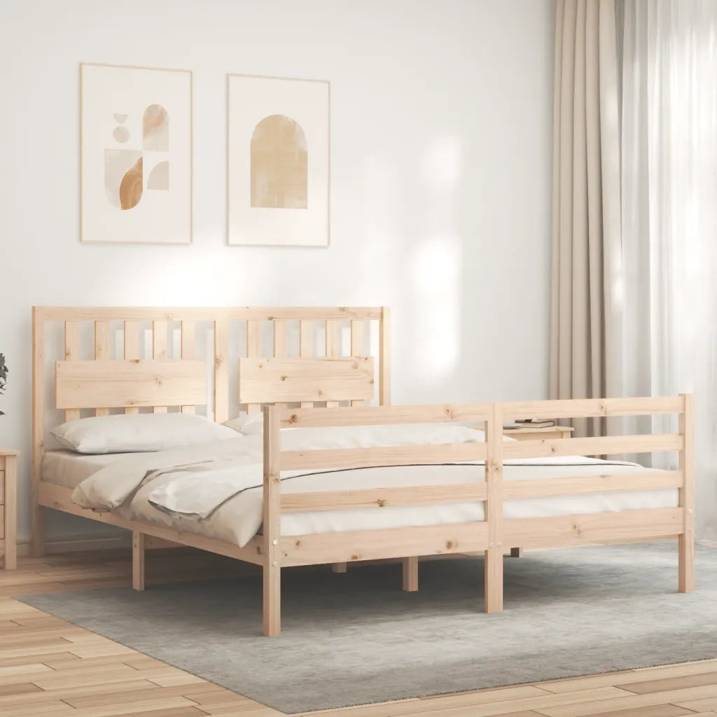 Giroletto con Testiera-Struttura Letto con testiera 160x200 cm in Legno Massello 995602