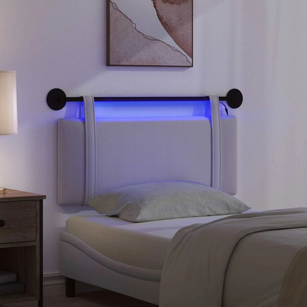 Testiera sospesa Con luce LED Grigio Nuvola Tessuto 3423876