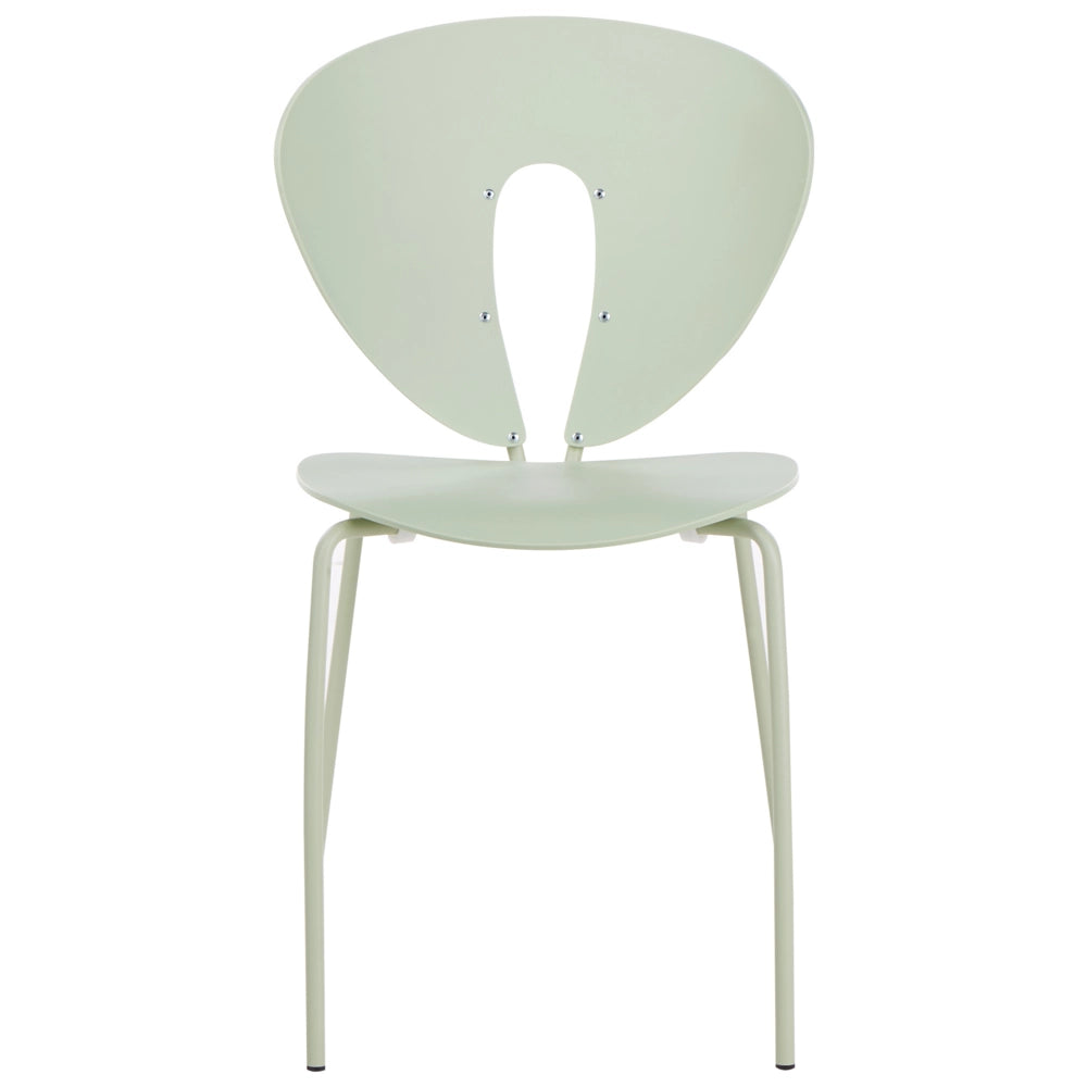 Set di 2 sedie da pranzo impilabili con sedile in plastica senza braccioli verde stile moderno