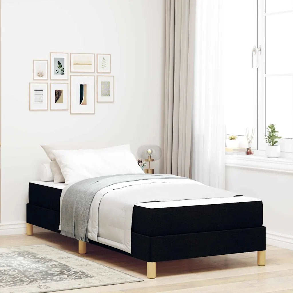 Letto a molle con materasso Nero 100 x 200 cm Tessuto