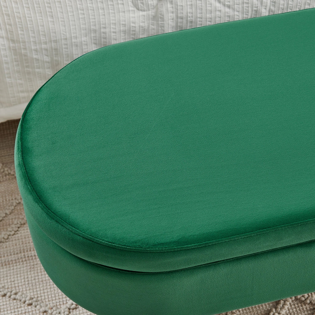 Panca contenitore in velluto con spazio di archiviazione e coperchio a chiusura ammortizzata verde scuro per casa