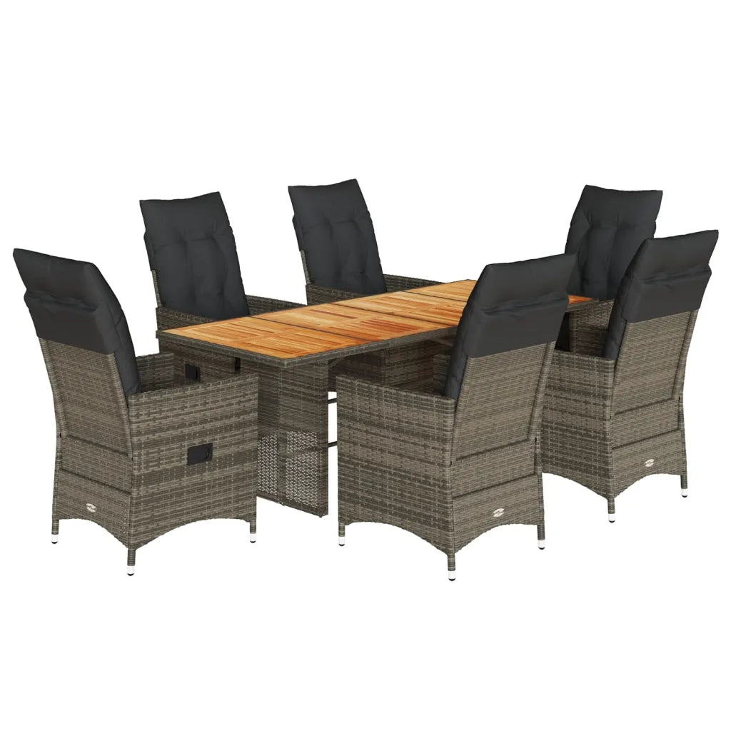 Set da Pranzo da Giardino 7 pz con Cuscini in Polyrattan Grigio 3276732