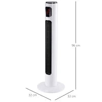 Ventilatore a Torre 45W a 3 Modalità e 3 Velocità con Timer da 12h, in ABS, Ø32 x 96A cm, Nero e Bianco