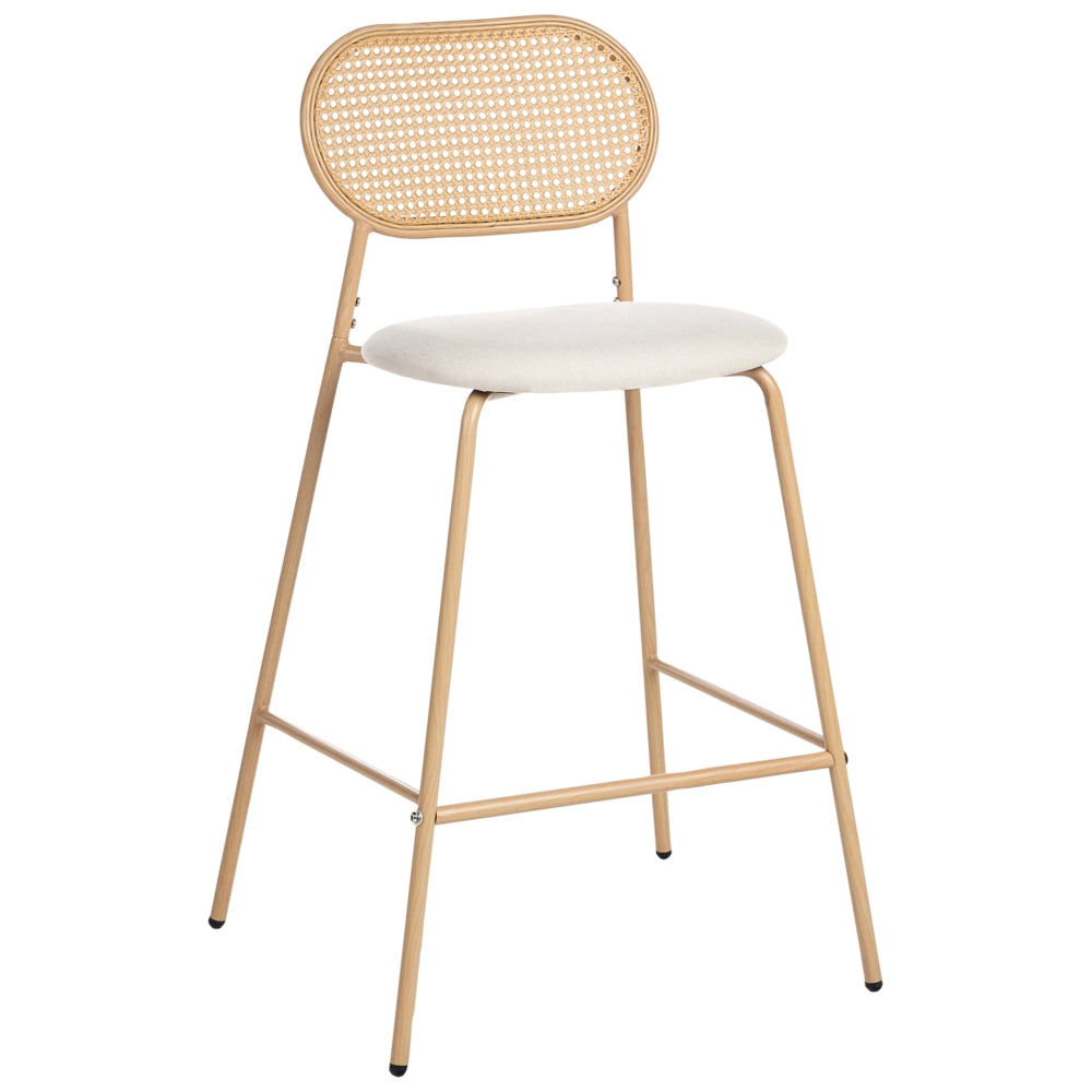 Set di 2 sedie da bar con struttura in metallo e schienale in rattan legno chiaro sgabelli da bar eleganti