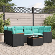 Set Divani da Giardino 7 pz con Cuscini Nero in Polyrattan 3225798