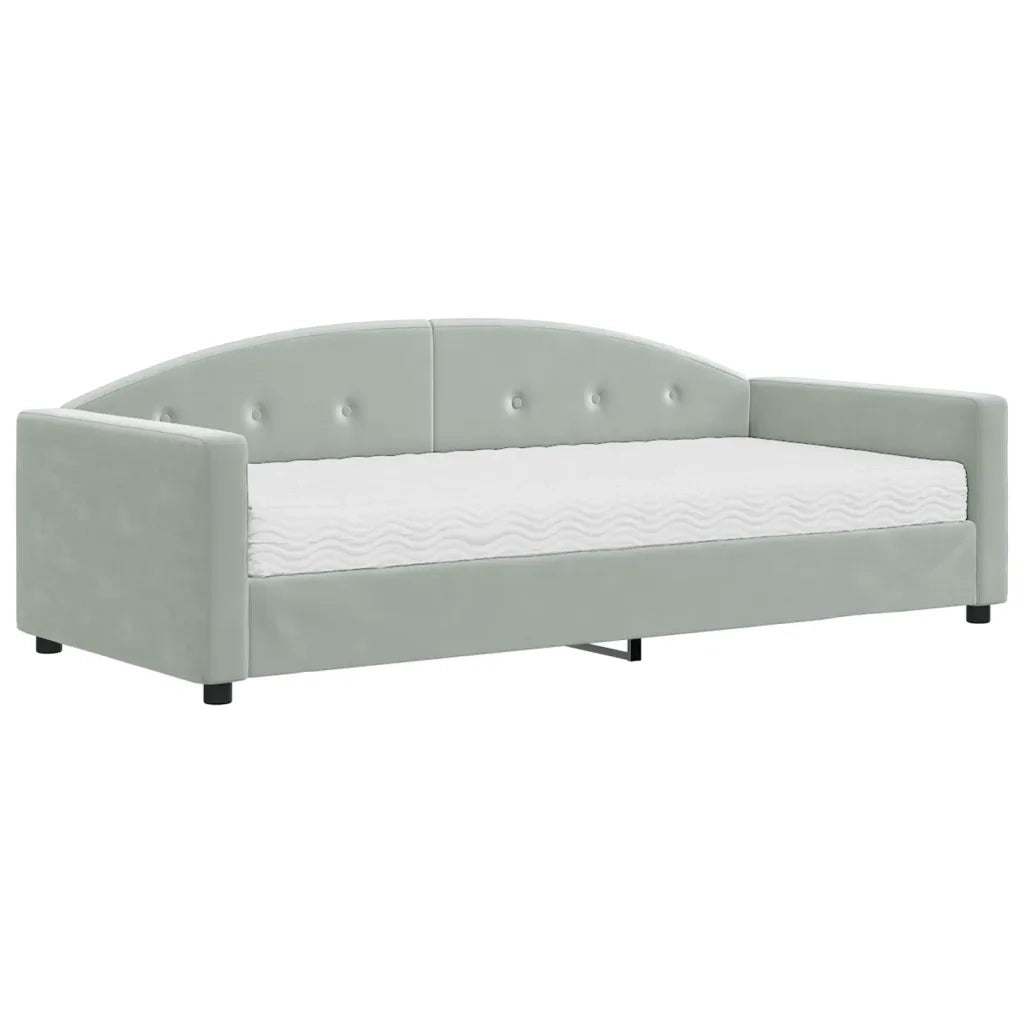Divano letto | Sof¨¤ letto | Letto singolo con Materasso Grigio Chiaro 90x200 cm in Velluto
