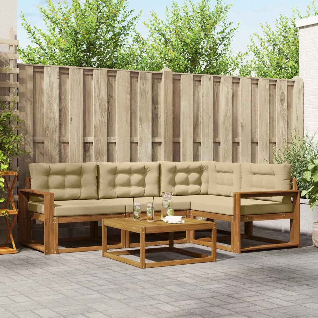 Set di divani da esterno con cuscino 5 pcs Naturale e Beige 3367551