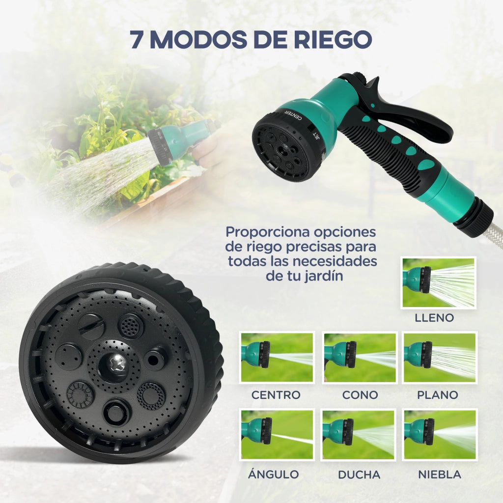 Carrete di Tubo Retrattile 20+2 m con Supporto Lancia 7 Funzioni e Blocco Automatico ¨C zephmum ¨C Grigio