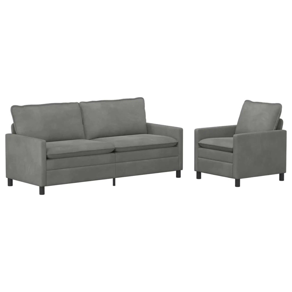 Set di divani 2 pcs Grigio Scuro Velluto