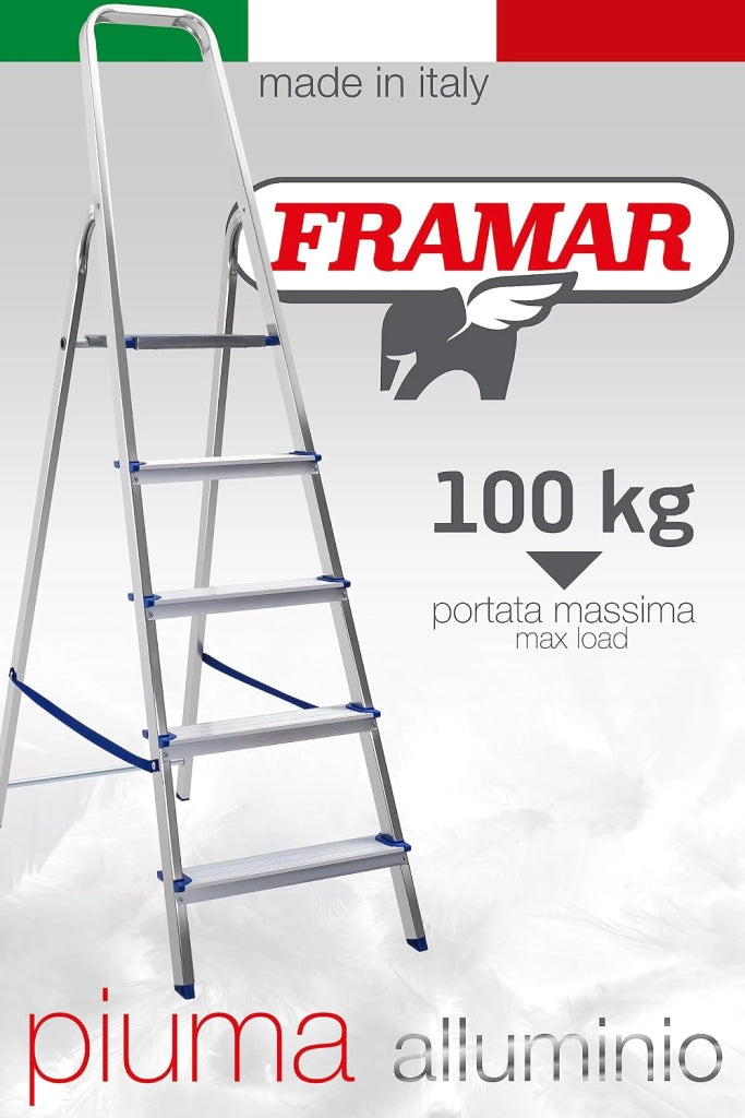 Scala Scaletto in Alluminio Piuma Max 100 kg 5 Gradini FRAMAR