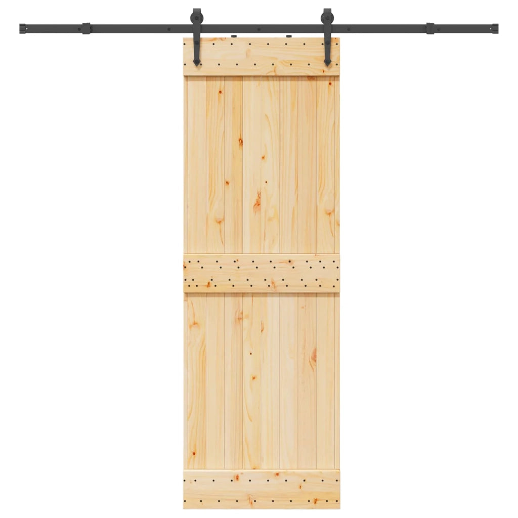Porta scorrevole NARVIK Naturale e Nero 70 x 210 cm (213,5 cm)