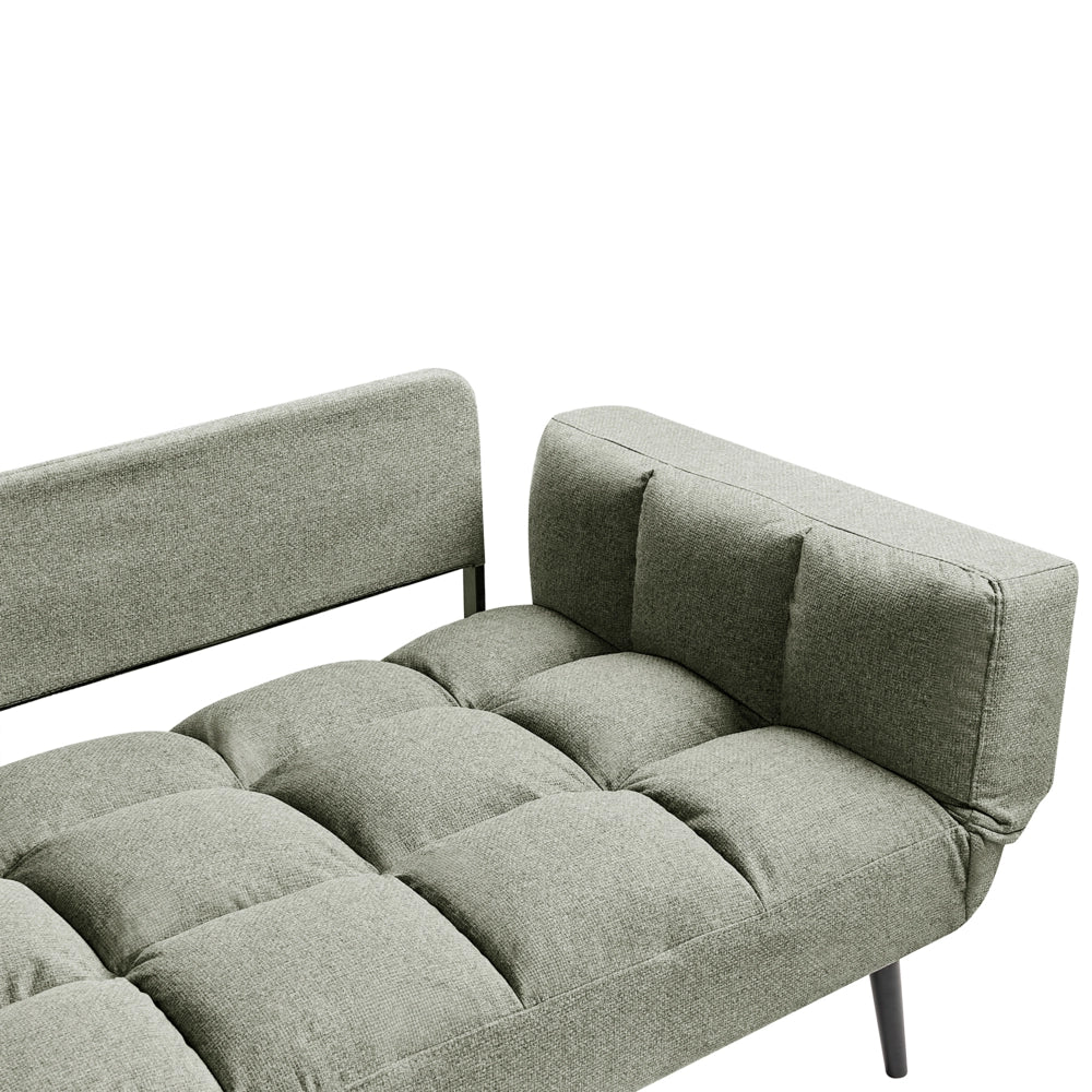 Divano letto 2 posti con rivestimento tessuto verde chiaro con Braccioli Regolabili stile Minimalista