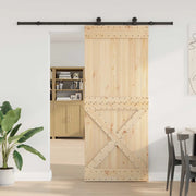 Porta scorrevole NARVIK Naturale e Nero 95 x 210 cm (213,5 cm)