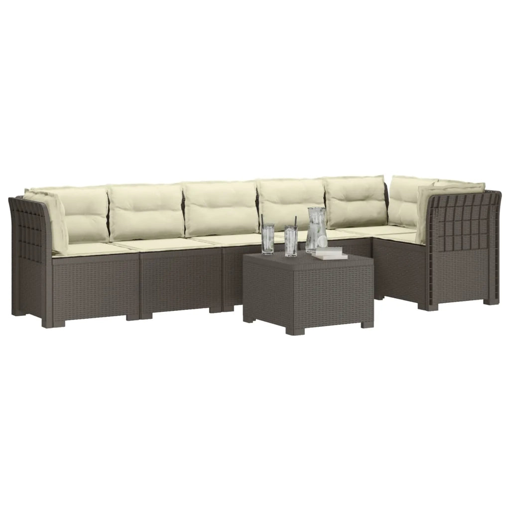 Divano da Giardino 6 Posti con Cuscini Aspetto Rattan PP 3444134
