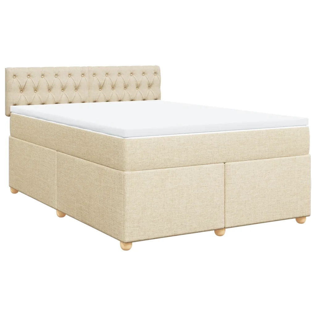 Giroletto a Molle con Materasso Crema 140x200 cm in Tessuto