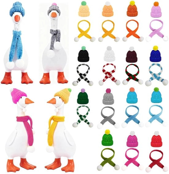 Set di guanciali per ufficio da 30 pezzi - Cappello/sciarpa foderabile - Accessori in miniatura - Decorazione ganso - Lana di alta qualità - Materia leggero