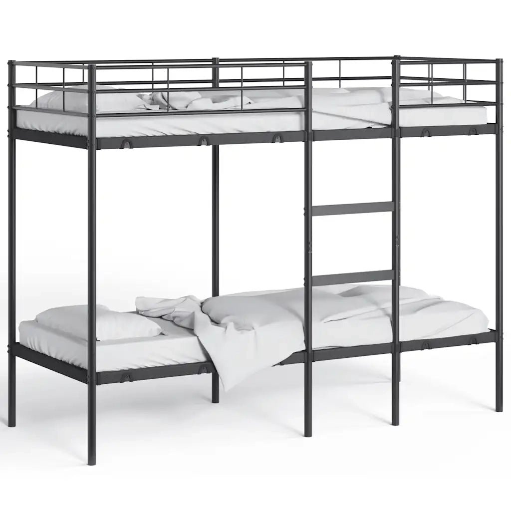 Letto a Castello senza Materasso Nero 75x190 cm in Acciaio 42000319