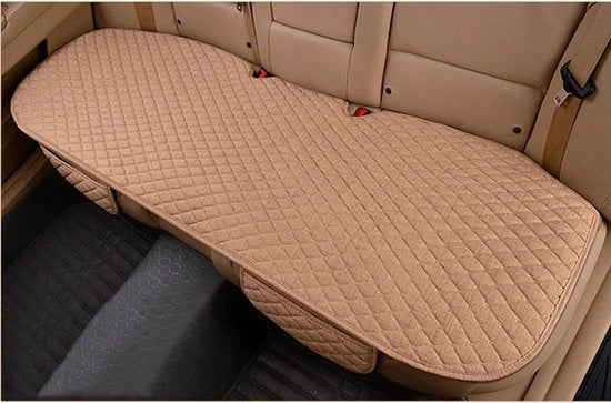 Cuscino per auto in lino universale - cuscino respirante per coperture sedili anteriore e posteriore - nero (1 copertura posteriore beige)