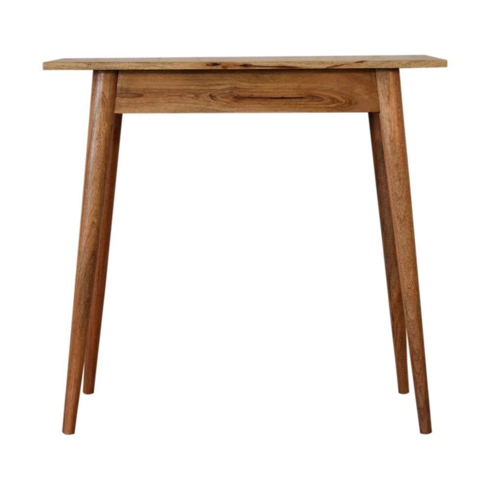 Scrivania mini in legno massello stile nordico, 1 cassetto, marrone ¨C mango wood, design PSK, artigianale, gi¨¤ montata