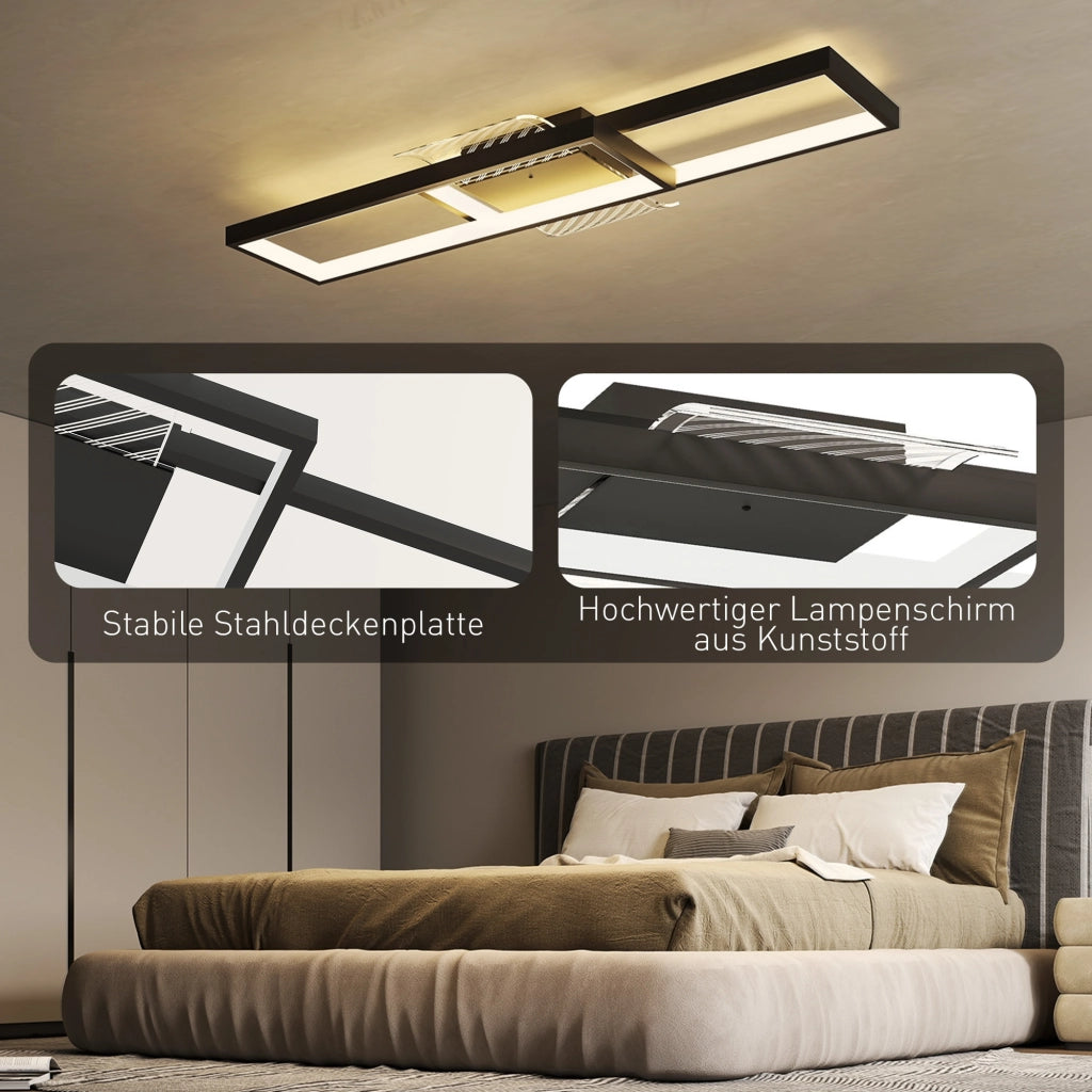 Plafoniera LED 43W 4600LM 3000-6000K dimmerabile con telecomando ¨C zephmum ¨C 70x30x7 cm Nero