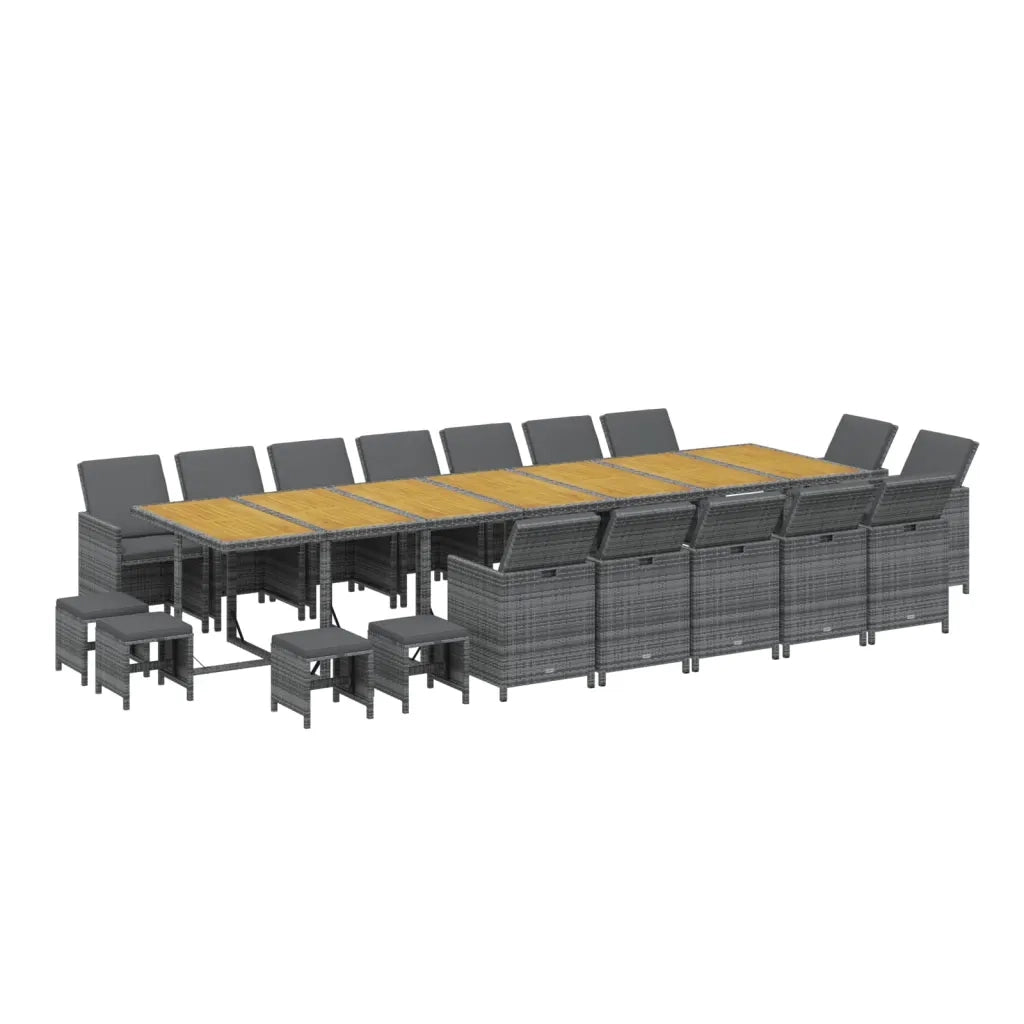 vidaXL Set da Pranzo per Giardino 19 pz con Cuscini Polyrattan Grigio