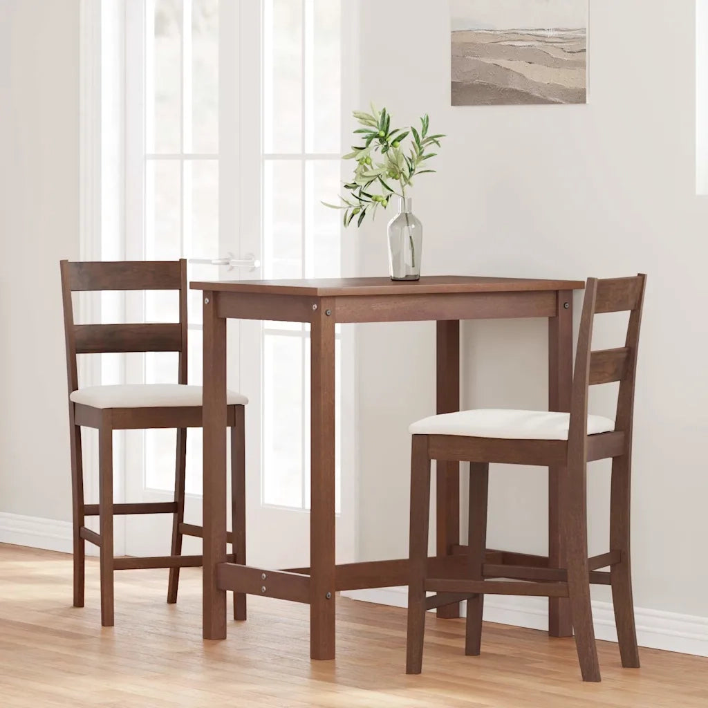 Sgabelli da Bar con Cuscini 2pz Marrone Legno Massello di Hevea 4102555