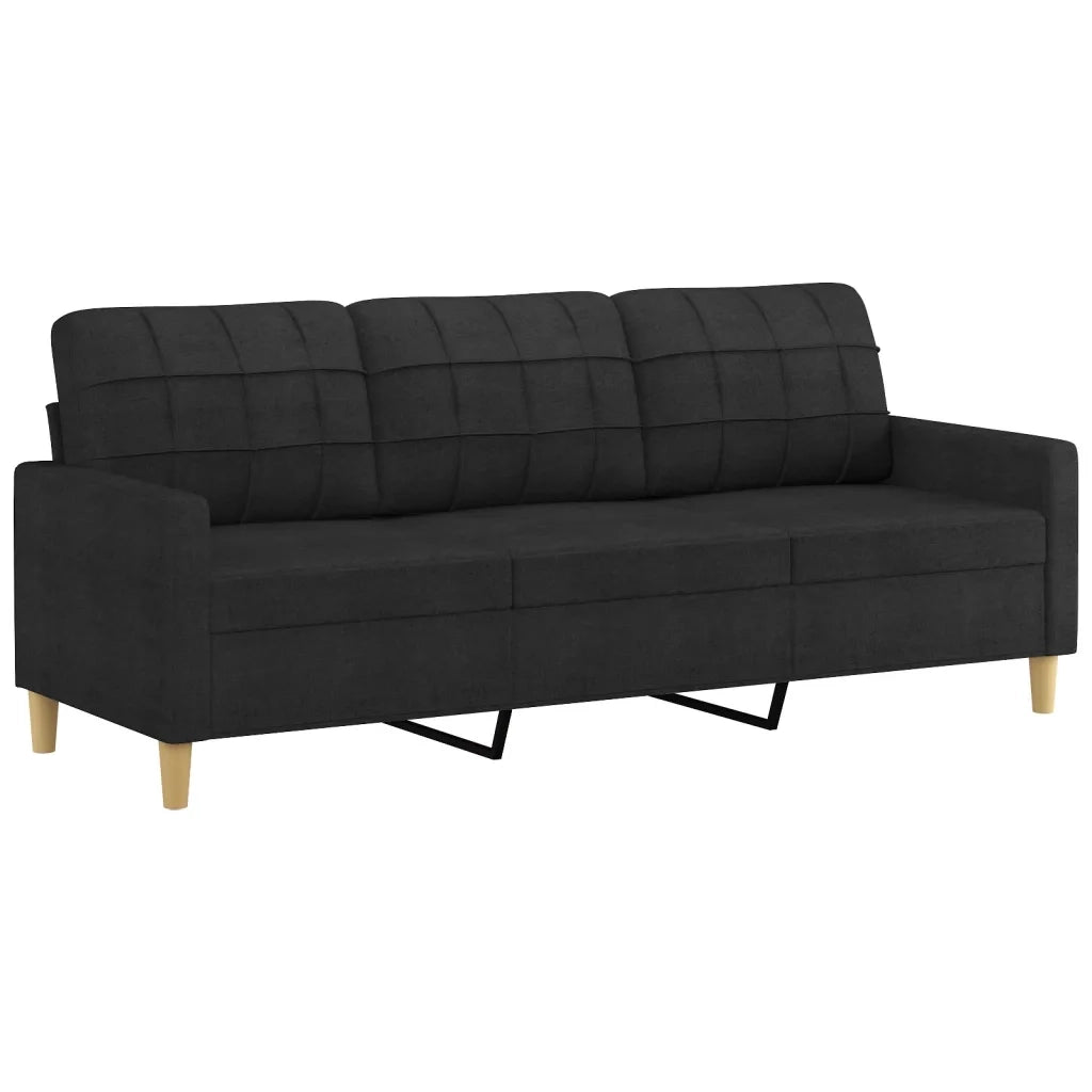 Set Divani 3 pz con Cuscini Nero in Tessuto 3201262