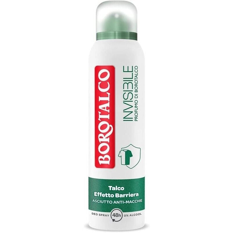 BOROTALCO DEODORANTE SPRAY INVISIBILE VERDE NO ALCOOL CON TALCO EFFETTO BARRIERA 48H 150 ML