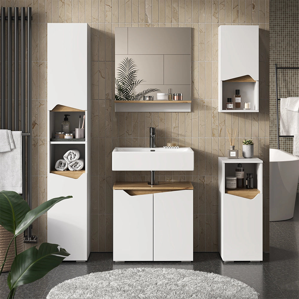 Vicco Set di mobili da bagno Bianco/Artisan 4 parti