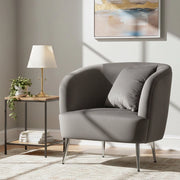 Poltrona Landi, Seduta imbottita, Divano singolo da salotto, Sedia con braccioli, 73x66 h78 cm, Grigio e Argento