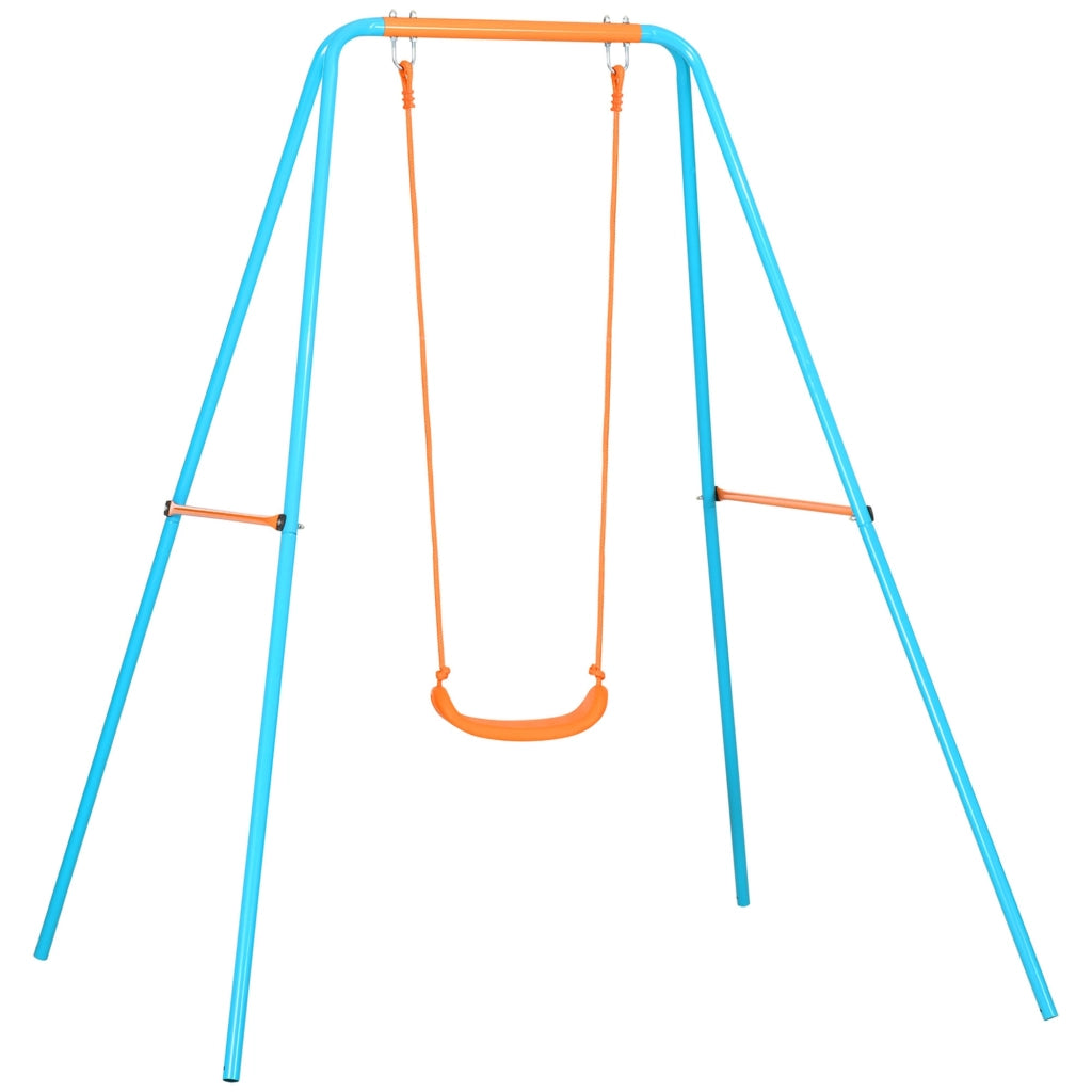 EasyComfort Altalena per Bambini 3-8 Anni da Giardino in Acciaio e PE con Seggiolino e Picchetti, 163x145x181 cm