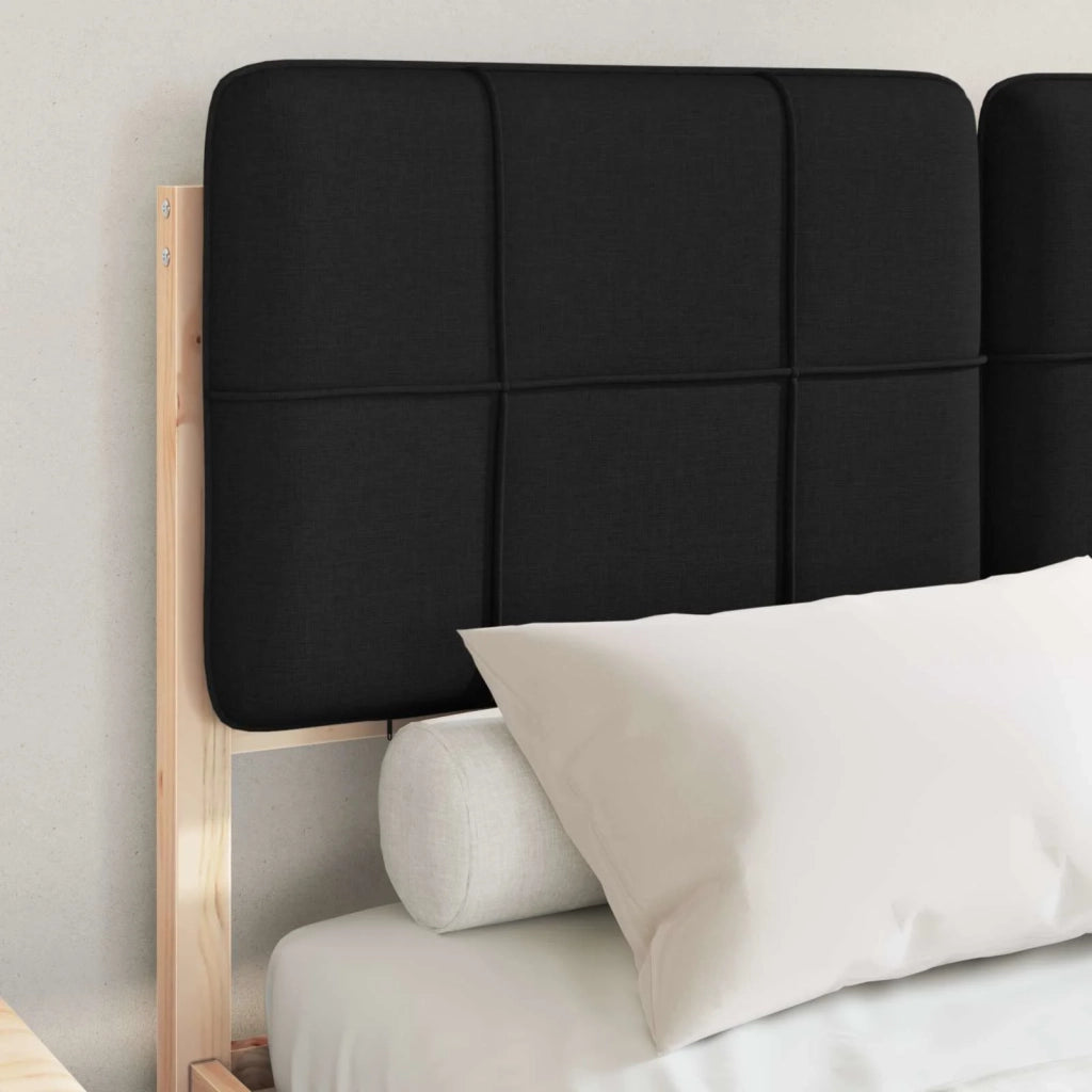 Letto con Testiera Rivestita Nero 120 x 200 cm Pino massello