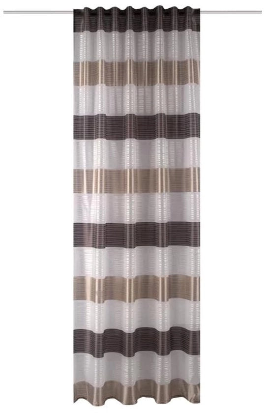Tendina a strisce semitrasparente - elegante - 1 pezzo - bianco, marrone, beige - 140 x 125 cm