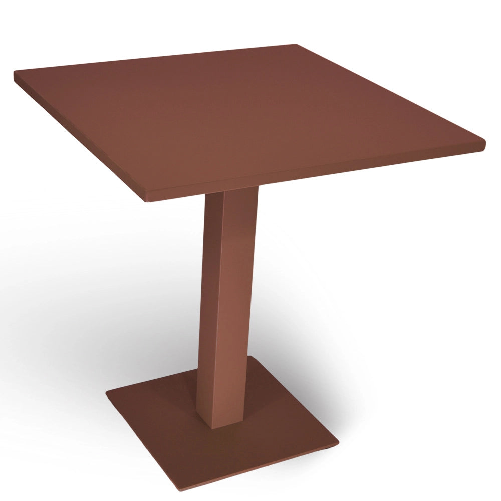 Tavolo da bar rosso mattone cm 70 x cm 70 con piano in alluminio verniciato x 3