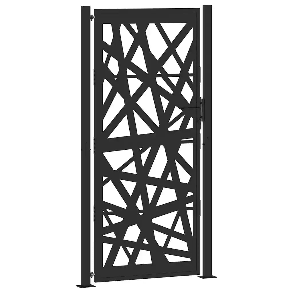 Cancello da giardino nero 100x200 cm in acciaio design leggero 4100953