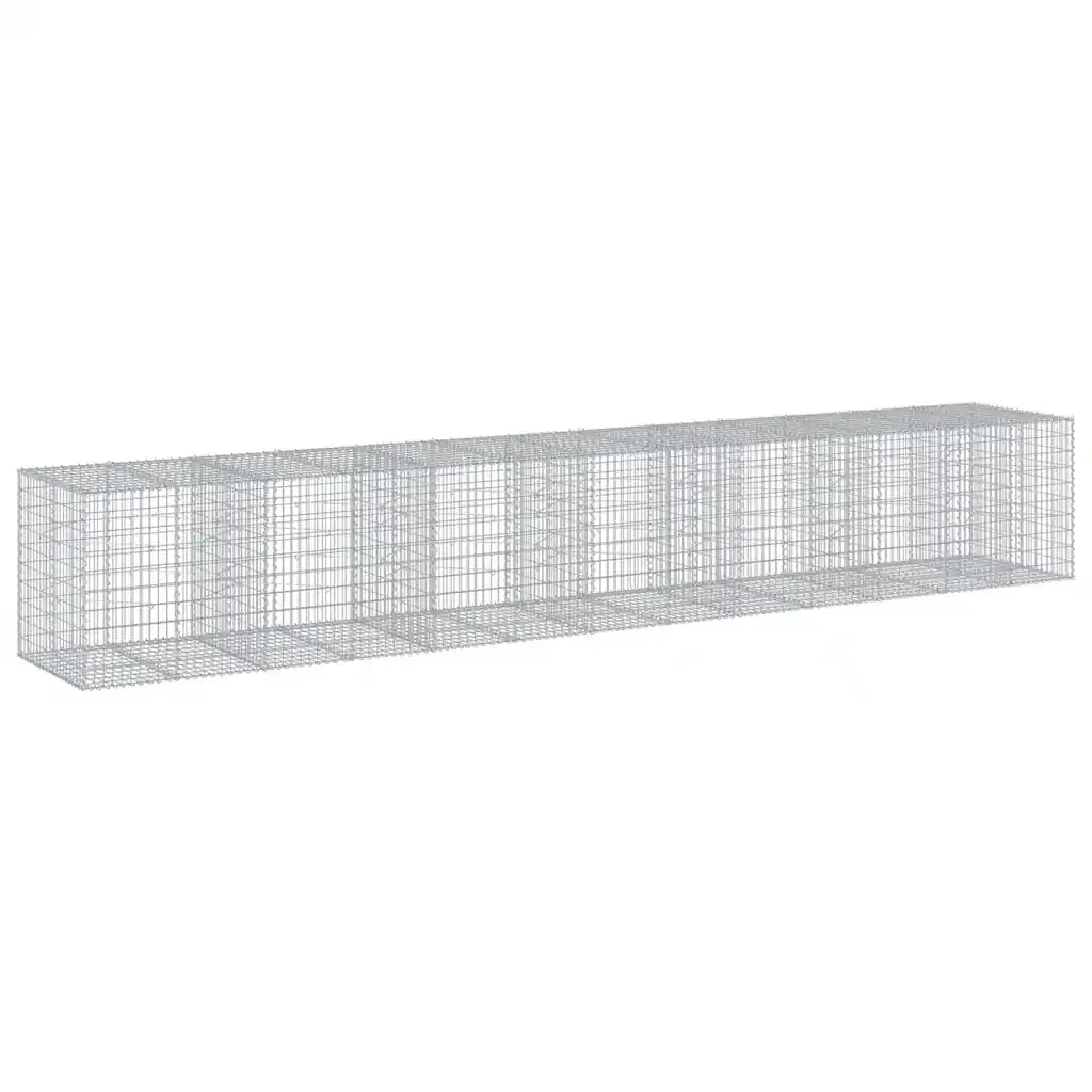 Cesto Gabbione con Copertura 650x100x100 cm in Ferro Zincato 3295201