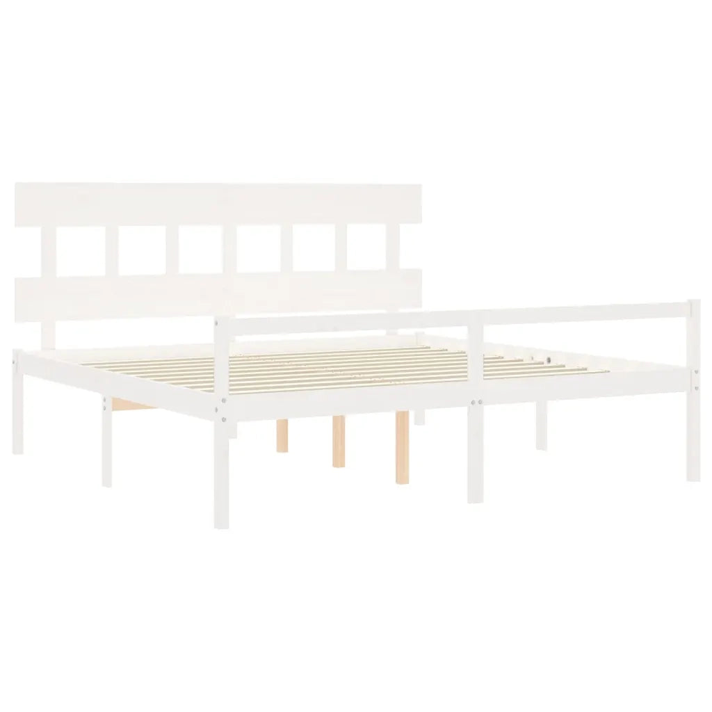 Letto per Anziani con Testiera Bianco 200x200 cm Legno Massello 3195437