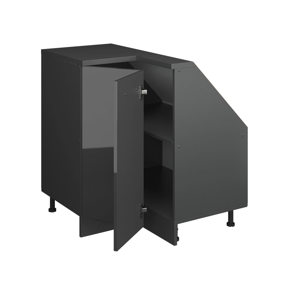 Mobile sottotetto Mobile angolare Rion Antracite lucido/Antracite con 1 porta Vicco