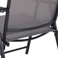 Set 2 Sedie Pieghevoli da Esterni in Acciaio e Texteline Per Giardino Veranda Terrazzo, Grigio, 58 x 64 x 94cm