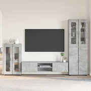 Set mobile TV con porta FLORIN Grigio cemento Legno multistrato