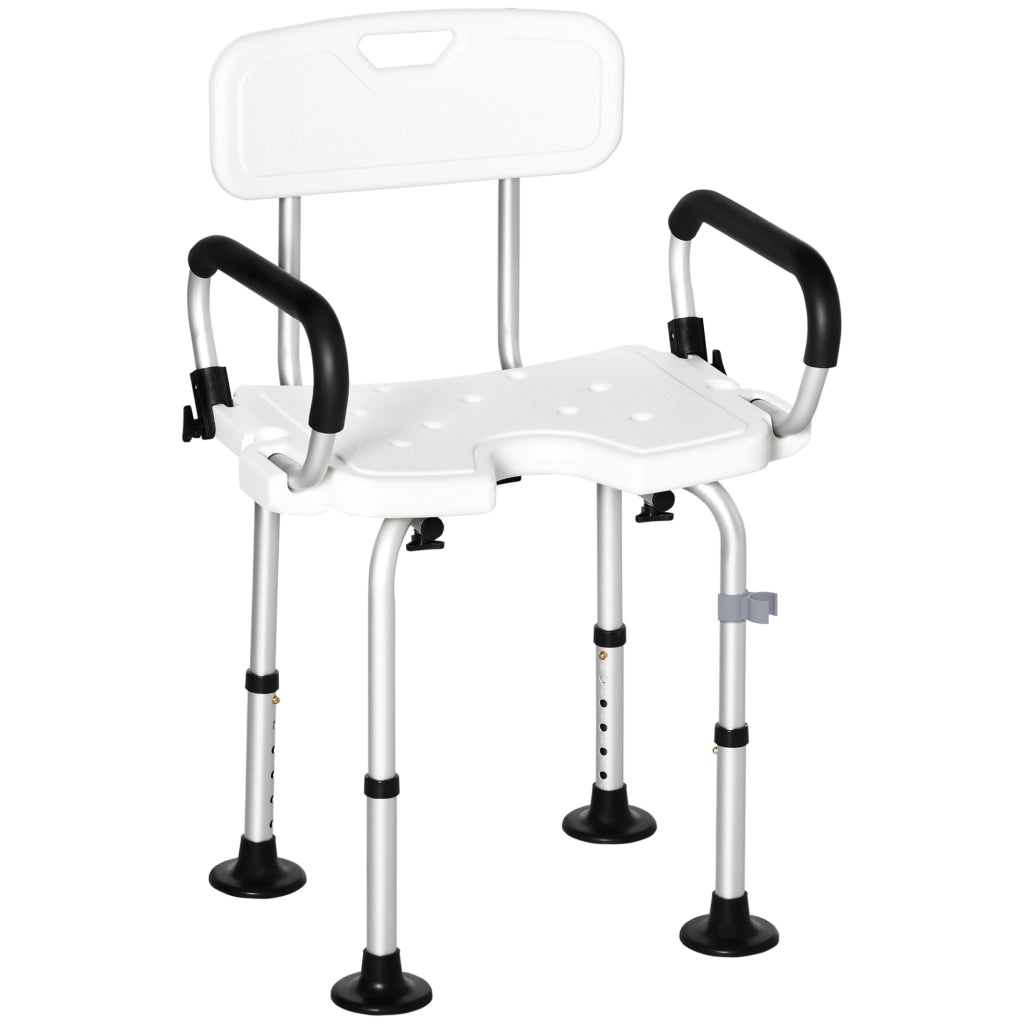 Sedia da Doccia Imbottita a U per Anziani e Disabili ¨C Xylo ¨C Bianco 54x52x70-82cm