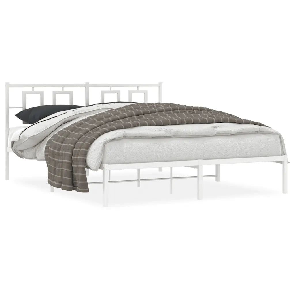 Giroletto con Testiera-Struttura Letto con testiera Metallo Bianco 150x200 cm 862914