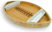Tavolo in bambù con 2 x vassoi in ceramica - XXL tavolo in legno da 40 x 24 cm - per snack, insalate e nachos