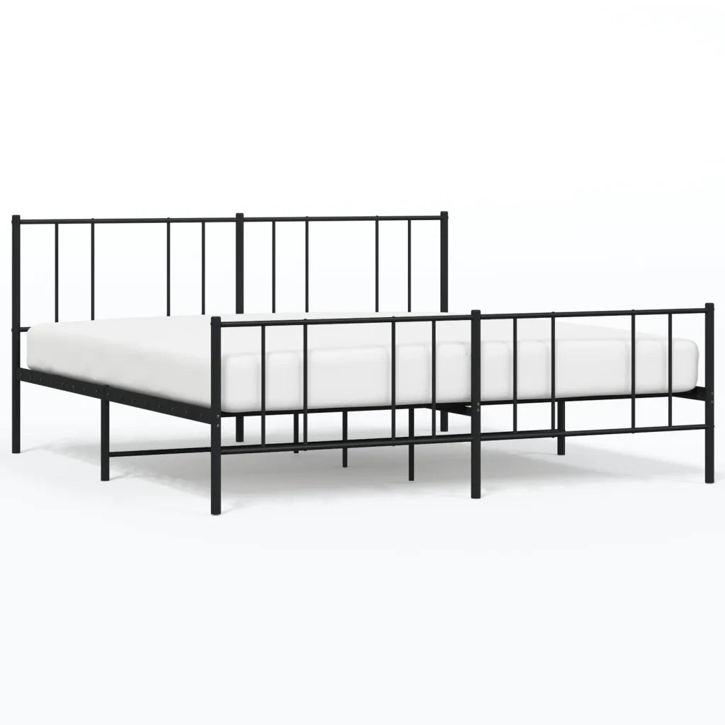 Giroletto con Testiera e Pediera-Struttura Letto Metallo Nero 200x200 cm 997936