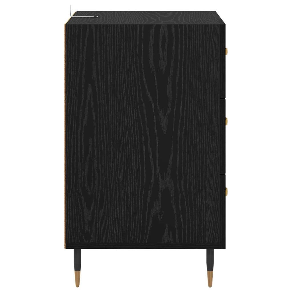 Armadio da Notte Rovere Nero 40 x 40 x 66 cm Legno multistrato