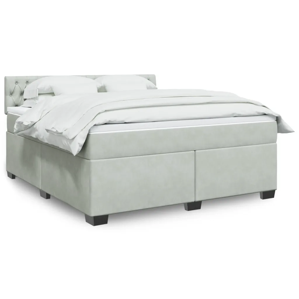 Giroletto a Molle con Materasso Grigio Chiaro 180x200cm Velluto
