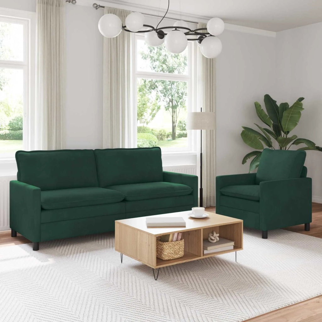 Set di divani 2 pcs Verde Scuro Velluto