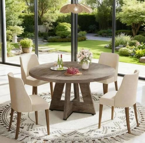 Tavolo da pranzo rotondo 120 cm in legno ingegnerizzato; grigio