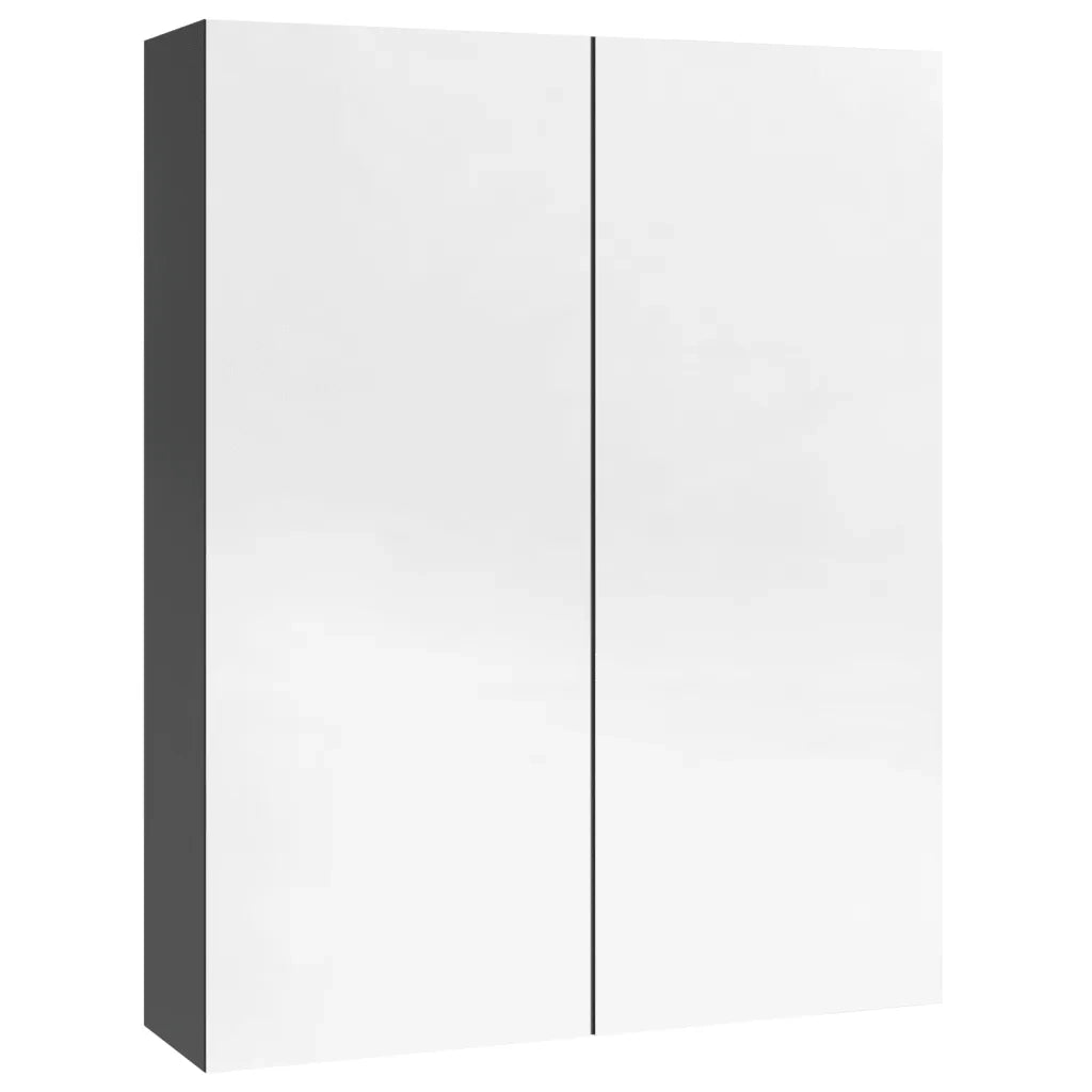 Armadietto a Specchio per Bagno 60x15x75 cm MDF Grigio Lucido 331526