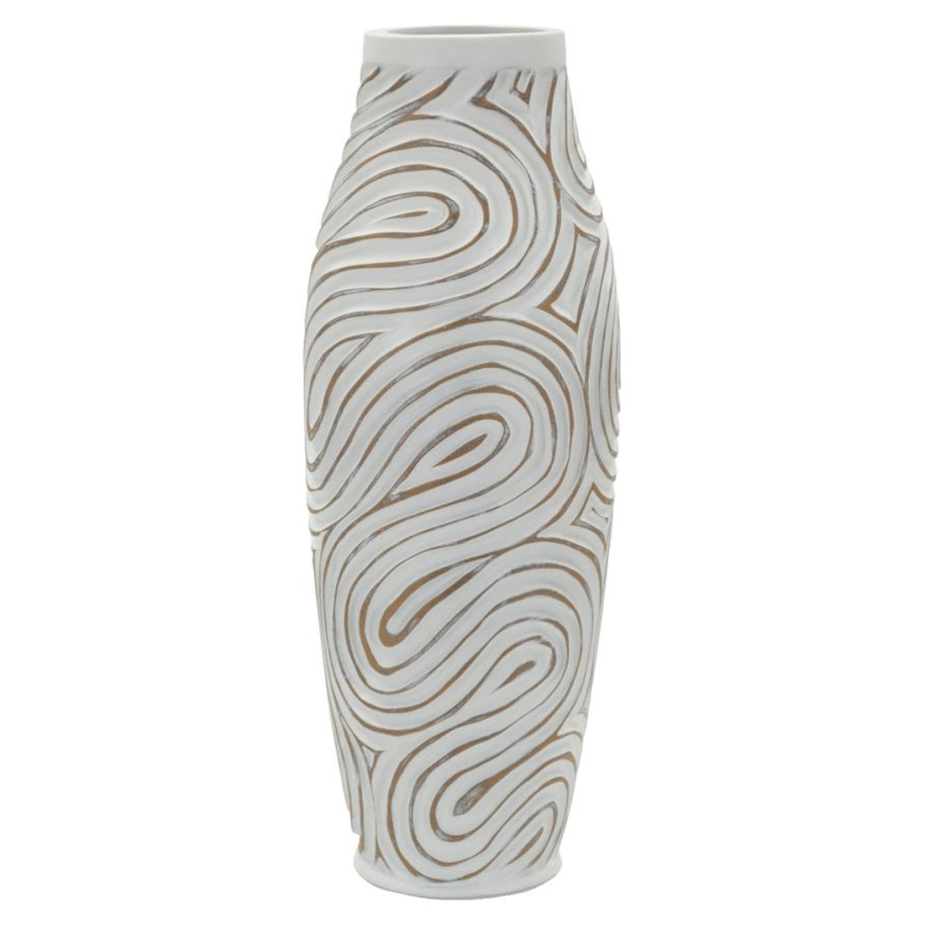 Vaso Decorativo VKH1024, Bianco, Poliresina, 18,5x18,5x50 cm